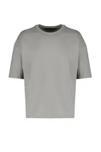 MAN Gray Basic 100% Cotton Crew Neck Oversized/Wide Cut Short Sleeve T-Shirt - Image 9