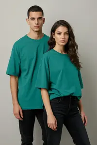 MAN Emerald Green Oversized/Wide Cut Basic 100% Cotton Tok Material T-Shirt - Image 3