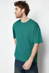 MAN Emerald Green Oversized/Wide Cut Basic 100% Cotton Tok Material T-Shirt - Image 4