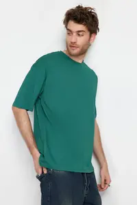 MAN Emerald Green Oversized/Wide Cut Basic 100% Cotton Tok Material T-Shirt - Image 5