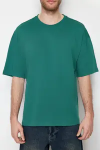 MAN Emerald Green Oversized/Wide Cut Basic 100% Cotton Tok Material T-Shirt - Image 7