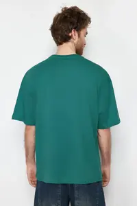 MAN Emerald Green Oversized/Wide Cut Basic 100% Cotton Tok Material T-Shirt - Image 9