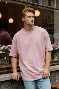 MAN Dusty Rose Oversized 100% Cotton Short Sleeve Basic T-Shirt