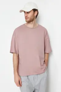 MAN Dusty Rose Oversized 100% Cotton Short Sleeve Basic T-Shirt - Image 4
