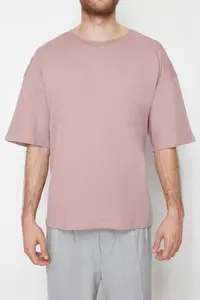 MAN Dusty Rose Oversized 100% Cotton Short Sleeve Basic T-Shirt - Image 7