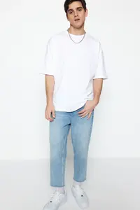 MAN White Oversized/Wide Cut 100% Cotton Short Sleeve Basic T-Shirt - Image 4