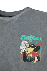 MAN Anthracite Oversized/Wide Cut Faded Effect Mystic Printed 100% Cotton T-Shirt - Image 7