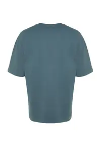 MAN Premium Petrol Blue Blue Blue Oversized/Wide Cut Label Embroidered textured Thick T-Shirt - Image 8