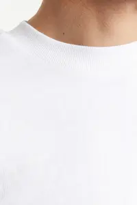 MAN Premium White Oversized 100% Cotton Etiketli textured Basic Thick Tok T-Shirt - Image 4