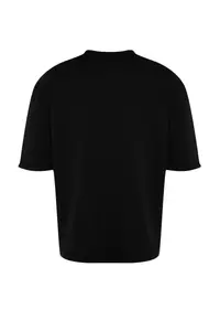 MAN Black Oversized/Wide Cut Short Sleeve with pocket Label Detailed T-Shirt - Image 10