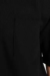 MAN Black Oversized/Wide Cut Short Sleeve with pocket Label Detailed T-Shirt - Image 6