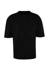 MAN Black Oversized/Wide Cut Short Sleeve with pocket Label Detailed T-Shirt - Image 9