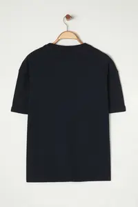 MAN Basic Navy Blue relaxed/Rahat Kesim textured Waffle with pocket Etiketli Short Sleeve T-Shirt - Image 15