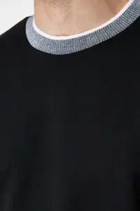 MAN Premium Black Oversized/Wide Cut Knitwear Banded textured Pique T-Shirt - Image 6