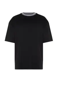 MAN Premium Black Oversized/Wide Cut Knitwear Banded textured Pique T-Shirt - Image 7