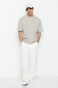 MAN Premium Stone Oversized/Wide Cut Knitwear Banded textured Pique T-Shirt - Image 4