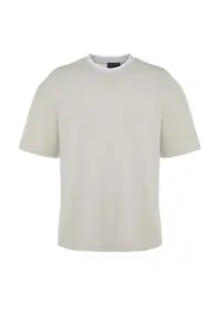 MAN Premium Stone Oversized/Wide Cut Knitwear Banded textured Pique T-Shirt - Image 8