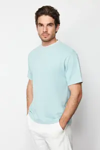 MAN Premium Basic Mint Oversized/Wide Cut Knitwear Banded textured Pique T-Shirt - Image 4