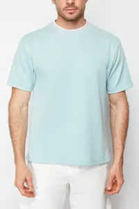 MAN Premium Basic Mint Oversized/Wide Cut Knitwear Banded textured Pique T-Shirt - Image 5