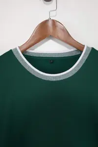 MAN Khaki Oversized/Wide Cut Knitwear Banded textured Pique T-Shirt - Image 5