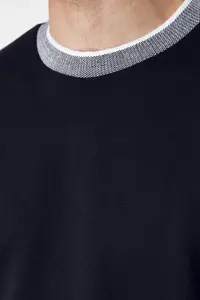 MAN Navy Blue Oversized/Wide Cut Knitwear Banded textured Pique T-Shirt - Image 10