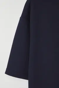 MAN Navy Blue Oversized/Wide Cut Knitwear Banded textured Pique T-Shirt - Image 13
