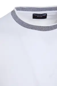 MAN Basic White relaxed/Rahat Kesim Knitwear Bant textured Pique T-Shirt - Image 6