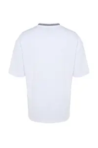 MAN Basic White relaxed/Rahat Kesim Knitwear Bant textured Pique T-Shirt - Image 8