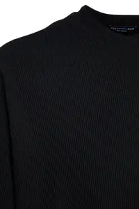 MAN Black Oversized Crew Neck Short Sleeve textured ottoman T-Shirt - Image 6