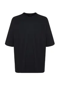 MAN Black Oversized Crew Neck Short Sleeve textured ottoman T-Shirt - Image 7