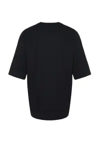 MAN Black Oversized Crew Neck Short Sleeve textured ottoman T-Shirt - Image 8