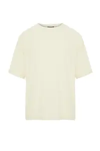 MAN Ecru Premium Oversized Crew Neck Short Sleeve textured ottoman T-Shirt - Image 7