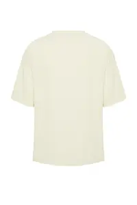 MAN Ecru Premium Oversized Crew Neck Short Sleeve textured ottoman T-Shirt - Image 8