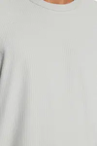 MAN Basic Gray Oversized/Wide Cut textured Wrinkle-Free Ottoman T-Shirt - Image 6