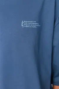 MAN Indigo Oversized 100% Cotton Crew Neck Minimal Text Printed T-Shirt - Image 6