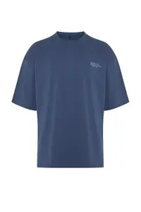 MAN Indigo Oversized 100% Cotton Crew Neck Minimal Text Printed T-Shirt - Image 7