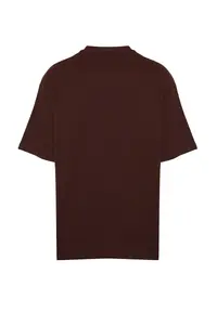 MAN Dark Brown Oversized/Wide Cut 100% Cotton Minimal Text Printed T-Shirt - Image 8