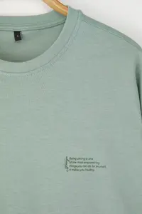 MAN Dark Mint Oversized 100% Cotton Crew Neck Minimal Text Printed Tok Material T-Shirt - Image 7