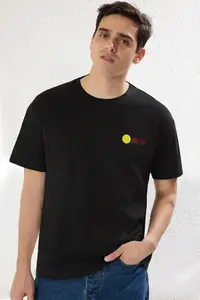 MAN Black Oversized/Wide Cut Lemon Printed 100% Cotton T-Shirt - Image 2