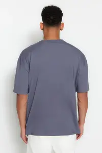 MAN Anthracite Oversized Crew Neck Short Sleeve Printed T-Shirt - Image 2