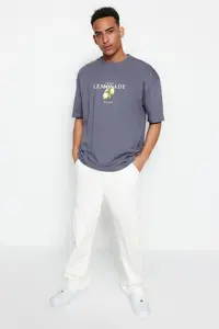 MAN Anthracite Oversized Crew Neck Short Sleeve Printed T-Shirt - Image 3