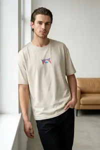 MAN Stone Oversized/Wide Cut Space Printed 100% Cotton T-Shirt - Image 2