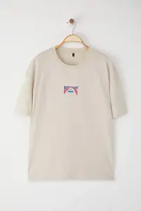 MAN Stone Oversized/Wide Cut Space Printed 100% Cotton T-Shirt - Image 5