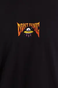 MAN Black Oversized/Wide Cut Space Printed 100% Cotton T-Shirt - Image 4