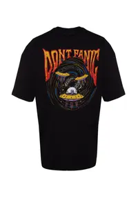 MAN Black Oversized/Wide Cut Space Printed 100% Cotton T-Shirt - Image 6