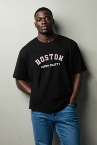 MAN Plus Size Black Oversized/Wide Cut City Printed 100% Cotton T-Shirt - Image 3