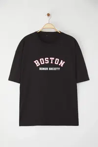 MAN Plus Size Black Oversized/Wide Cut City Printed 100% Cotton T-Shirt - Image 4