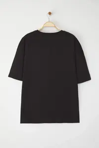 MAN Plus Size Black Oversized/Wide Cut City Printed 100% Cotton T-Shirt - Image 7