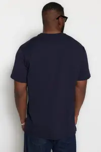 MAN Plus Size Navy Blue Oversized/Wide Cut City Printed 100% Cotton T-Shirt - Image 5