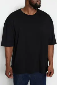 MAN Black Plus Size Oversized/Wide Cut Comfortable Floral Printed 100% Cotton T-Shirt - Image 10
